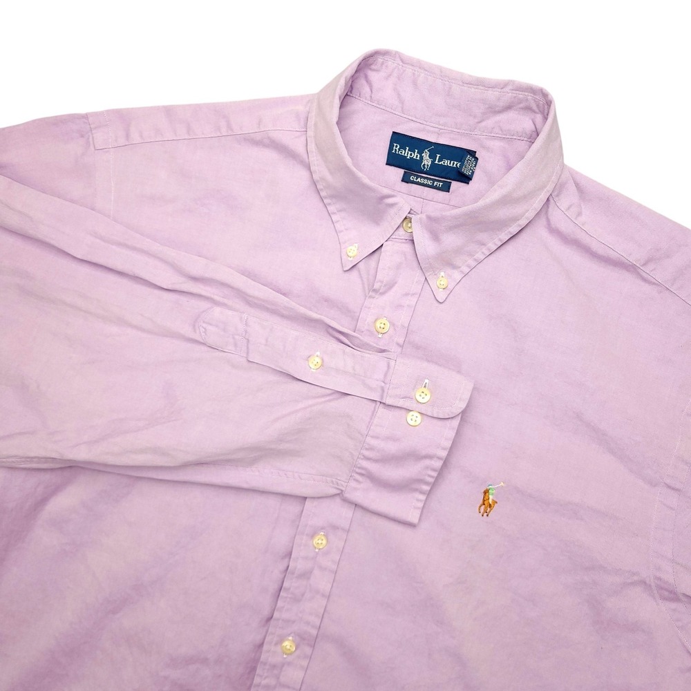Ralph Lauren Shirt Mens 2XL Purple Long Sleeve Button Down Classic Fit Cotton